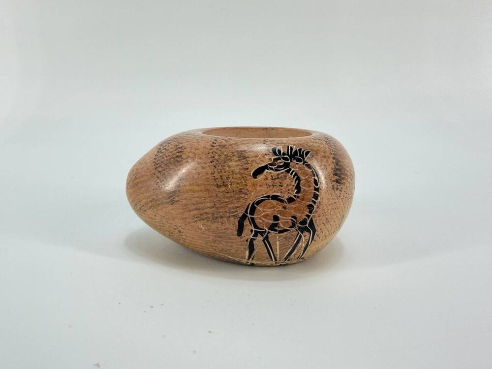 Handmade Kenya Giraffe Pottery Tealight Candle Holder Clay Safari Decor